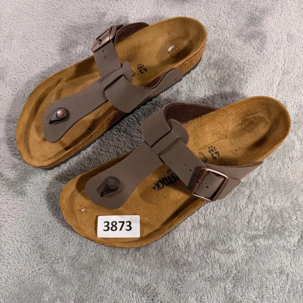 Birkenstock Ramses Sandals Mens 43 10 Mocha Birkibuc Thong Buckle Brown 044701